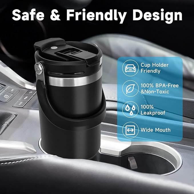 30oz insulated stainless steel travel tumbler with straw and handle – leakproof, BPA-free, keeps drinks hot or cold
