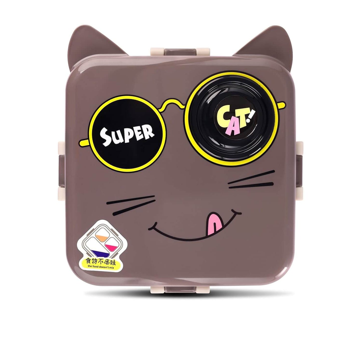 Cute 3D Cat Shaped Bento Lunch Box in Dark Brown for kids and adults – leak-proof, BPA-free stainless steel with included cutlery (1120ML + 70ML)