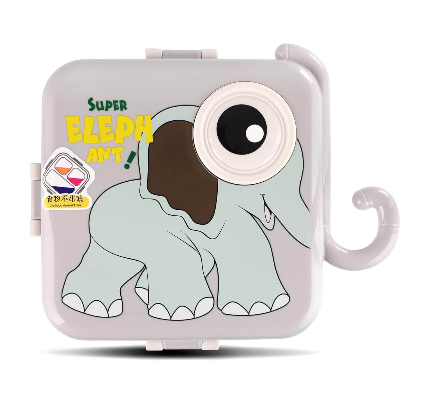 Gray and Poppy Pink Elephant Design Stainless Steel Bento Lunch Boxes – Double Decker, Eco-Friendly, and Perfect for Kids