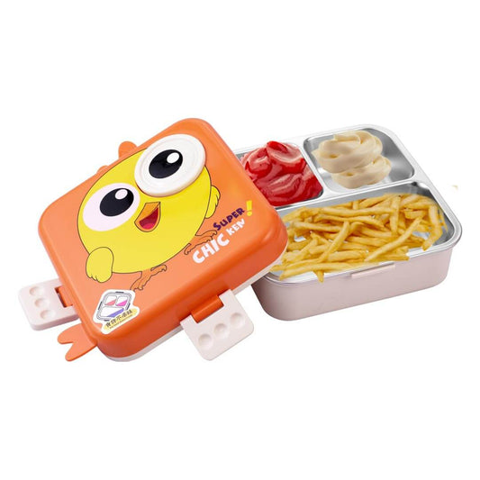 Eco-friendly bento lunch box in Poppy Orange with BPA-free stainless steel and leak-proof compartments